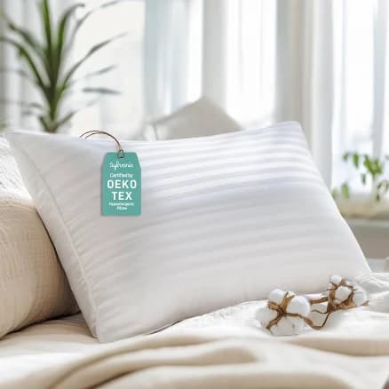 Hypoallergenic 100% Cotton Soft Down Alternative Pillow, Standard/Queen Size, Luxury Hotel Quality, Ideal for Side, Back and Stomach Sleepers,