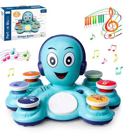 JUNCA Baby Musical Toys Learning Toys Octopus Music Toys Preschooler Musical Educational Instruments Toy