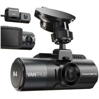 Vantrue N4-G Dual Dash Cam 3 Channel 1440P Front & 1080P Inside & 1080P Rear Triple Dash Camera with Infrared Night Vision, Super Capacitor, 24 Hours