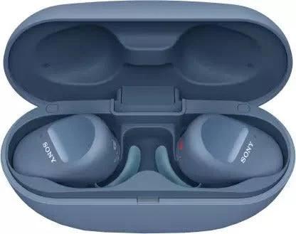 Open Box, Unused Sony WF-SP800N With 26 Hours Battery Life Active Noise Cancellation Enabled Bluetooth Headset Blue