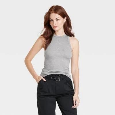 A New Day Women's Slim Fit Ribbed High Neck Tank Top