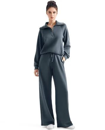 SUUKSESS Women's 2 Piece Lounge Matching Set with Wide Leg Sweatpants