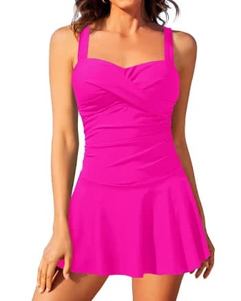 Aqua Eve Vintage Tummy Control Swim Dress with Skirt
