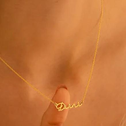 14K Solid Gold Minimalist Name Necklace