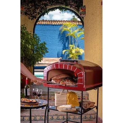 Talavera Clay Freestanding Wood Burning Pizza Oven in Reddish Brown Tierra Firme