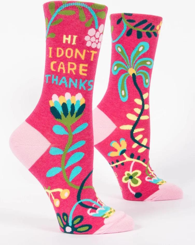 Blue Q Women's Hi. I Don't Care. Crew Socks