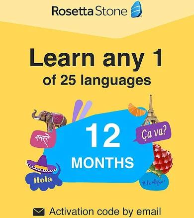 Rosetta Stone Learn ONE of 24+ Languages 12 Month Subscription