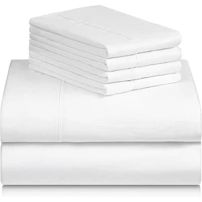 LuxClub 6 PC Sheet Set Bamboo Sheets Deep Pockets 18" Eco Friendly Wrinkle Free Sheets