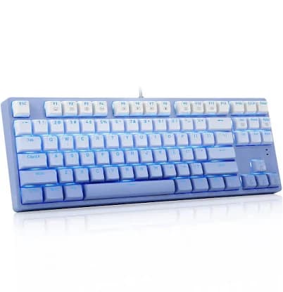 HUO JI E-YOOSO Mechanical Gaming Keyboard with Gradient Blue PBT Keycaps Blue Switches LED Backlit Wired 87 Key Tenkeyness for Windows PC
