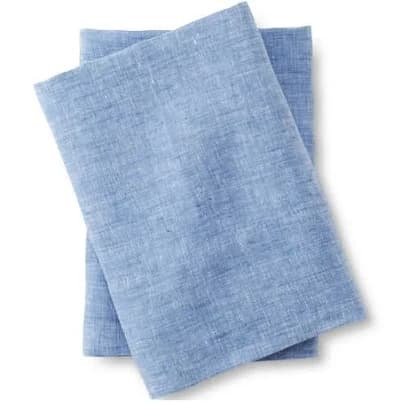 Lands' End Garment Washed Chambray Flax Linen Breathable Pillowcases