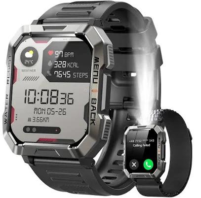 Men's Military Smart Watch with Call, Compass, and Fitness Tracker