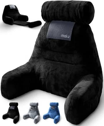 malu Extra Large Reading Pillow Ergonomic Pillow Back Pillow for Bed+ Rolling Mat for Neck Support