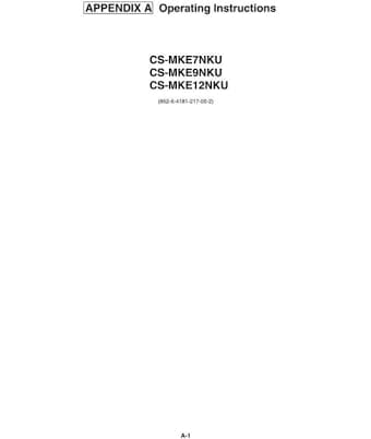 Panasonic CSMKE9NKU Air Conditioner Unit Operating Manual