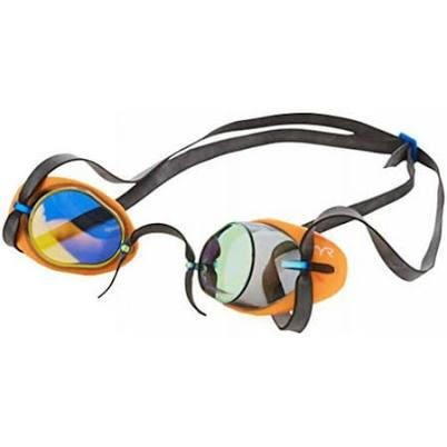 Tyr Socket Rockets 2.0 Mirrored Adult Goggles - Rainbow; Fluorescent Orange; Black, Size: One size