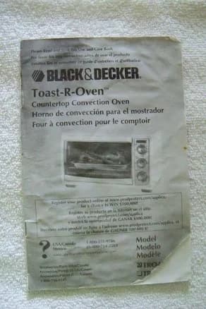 Instruction & Parts Manual For Black Decker Toaster Oven Tro4050