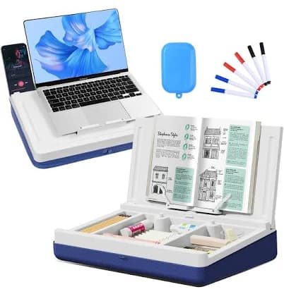 Nauttxon Lap Desk with Storage Cushion Washable Portable Writing Lap Desk for Laptop with iPad Slot