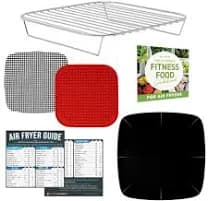 Air Fryer Accessories with Rack, Reusable Mats, and Cheat Sheet Guides