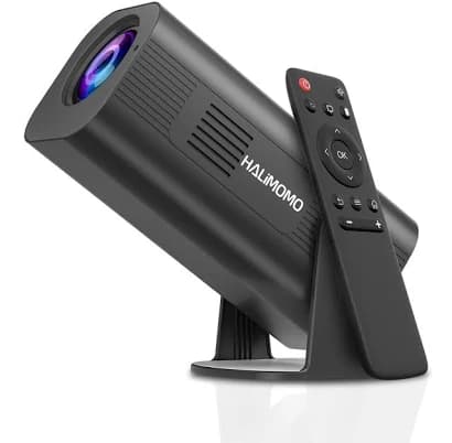 Projector Mini HALIMOMO,Ultra Short Throw with WiFi and Bluetooth, Outdoor Portable Movie Projector 8K Support, Auto Keystone Projector for Home