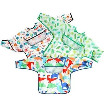 PandaEar Waterproof Open Pocket Long Sleeve Bib 3-Pack