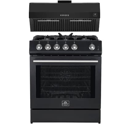FORNO Premium 4-Piece Kitchen Bundle Leonardo Espresso 30" Black Electric Range