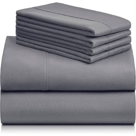 LuxClub 6 PC Sheet Set Bamboo Sheets Deep Pockets 18" Eco Friendly Wrinkle Free Sheets