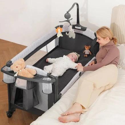 Elemara 4-in-1 Baby Bassinet Bedside with Diaper Changer