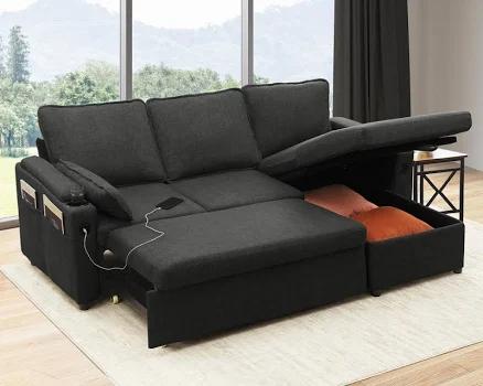 DURASPACE Sofa Bed Sleeper Pull Out 2 in 1 Sectional Sleeper Sofa Couches with Storage,USB, Cup Holder,Pullout Sectional Couches for Apartment