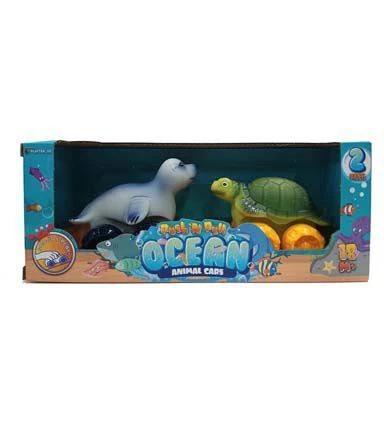 2ct Push N Pull Ocean Animal Cars Figurines