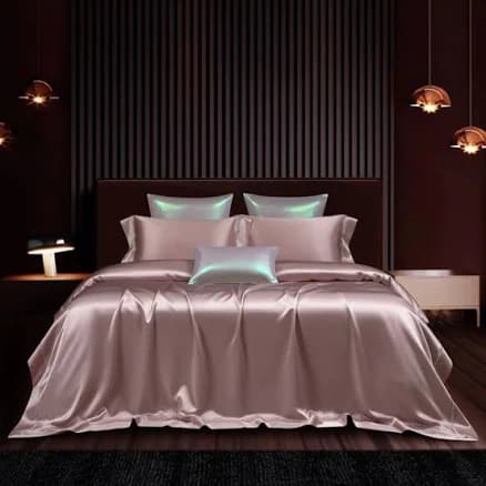 Decor Lane Rose Shimmer Mulberry Silk Duvet Cover & Shams
