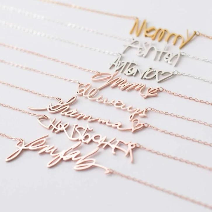 Custom Handwriting Necklace Caitlyn Minimalist Gold