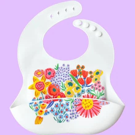 Poppy Kids Co Vibrant Floral Silicone Bib