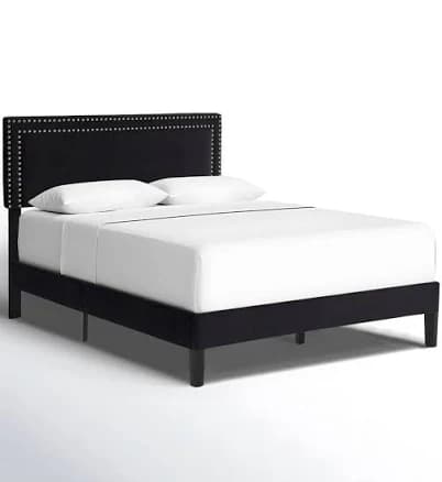 Upholstered Bed Frame with Adjustable Headboard