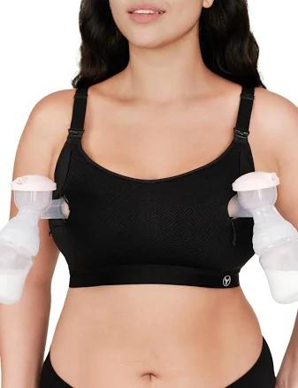 Pumping Bra Hands Free Zip Opening Design Seamless Nursing Bras for Breastfeeding High Support Nursing & Pumping Bra in One