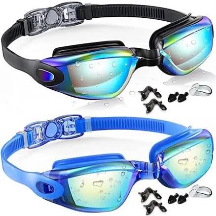 2 Pack Anti-Fog No Leaking Anti-UV Silicone Swimming Goggles