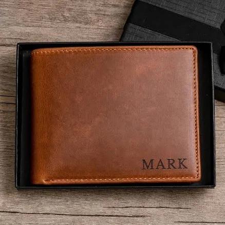 Personalized Engraved Leather Wallet for Men