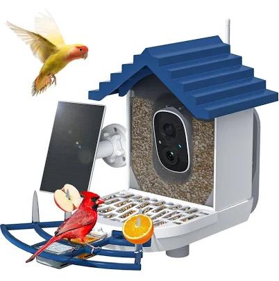 Smart Bird Feeder with Camera Solar Powered & AI Bird Identification, 2.4Ghz WiFi Camera Bird Feeder, 2K Hd Live Video Bird Feeder Camera, Nstant