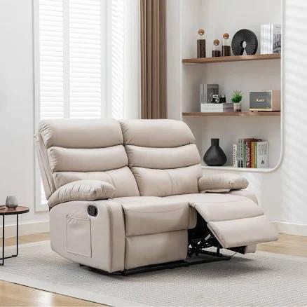 GNMLP2020 Loveseat Recliner Sofa, Small Sofa Couch, Leather Reclining Sofa 2-Seater Manual Double Seater Recliner, 2 Recliner Chair for Living Room,