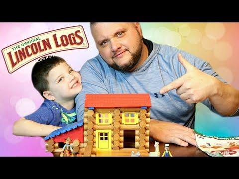 Caleb & Daddy Play LINCOLN LOGS Wooden Building Blocks For Kids