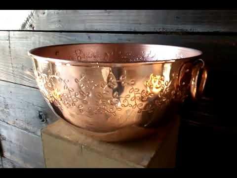 Amoretti Brothers Copper Mixing Bowl with hand-engraved lines