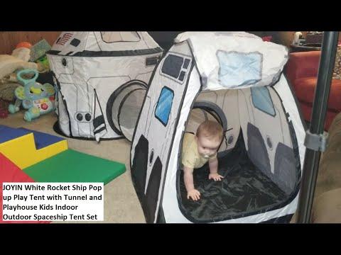 Rocket Ship Pop-up Play Tent with Tunnel and Playhouse Kids Indoor Outdoor Spaceship Tent Set