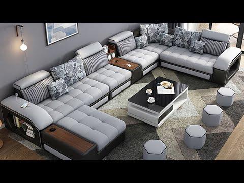 Modern design fabric velvet grey white 7 seater sectional sofa set furniture living room sofas