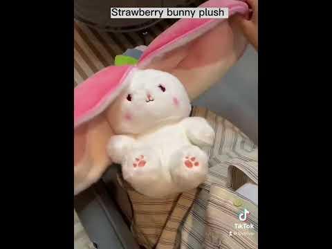 Reversible Strawberry Bunny Plush Toy #kidstoys #cute #easter #kawaii #plushies #gift  #rabbit