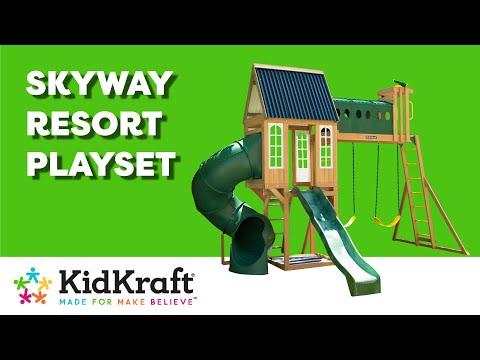 Skyway Resort Swing Set | KidKraft Wooden Outdoor Swing Sets