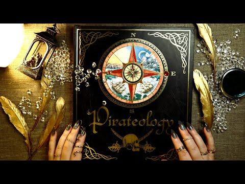 ASMR Interactive Book Pirateology 📓 Gentle Page Turning & Tracing & Tapping 💋 Inaudible Whisper