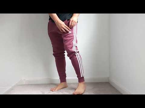 Adidas 3 Stripe Pant Quiet Crimson - Close Up and Sizing