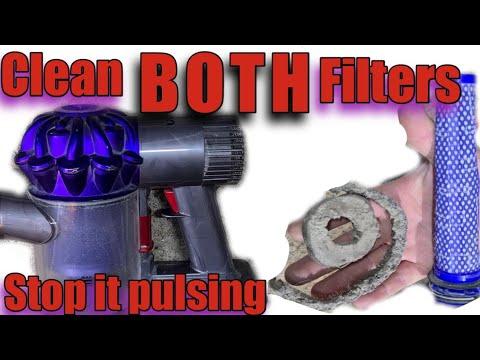 dyson v6 v7 v8 Cleaning BOTH filters   stops it pulsing common problems fixed