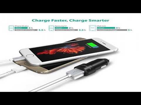 RAVPower 24W 4.8A Aluminum Alloy Dual USB Car Charger with iSmart Technology