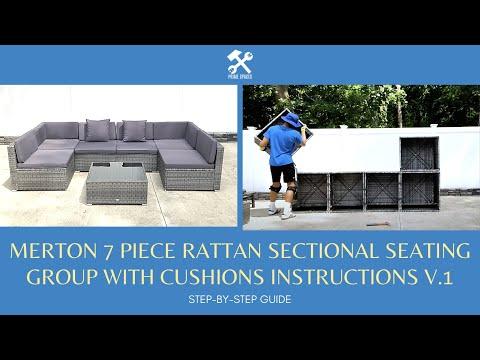 Outsunny 7-Piece Outdoor Wicker Rattan Patio Furniture Conversation Sectional Sofa Set Assembly v.1